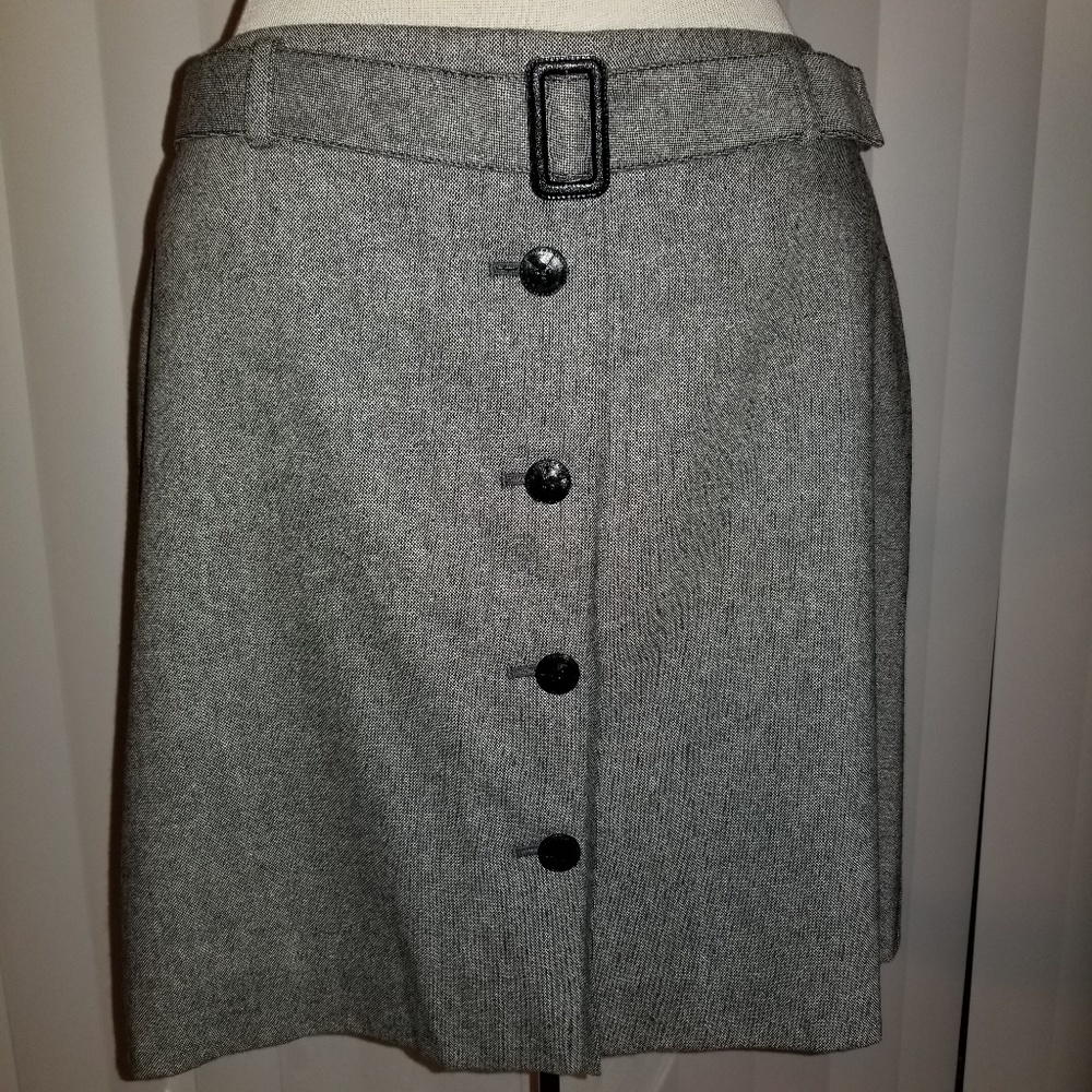 Ann Taylor gray pencil skirt buckled belted
